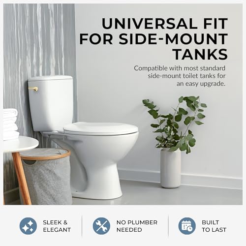 Qualihome Polished Brass Finish Side Mount Toilet Handle Replacement Kit, Universal Toilet Tank Flush Lever Fits Most Standard Side-Mount Toilet Tanks - color: Brass Polished
