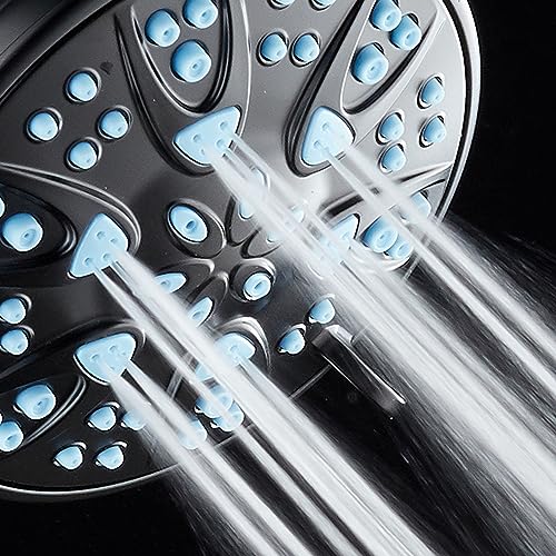 AquaDance Antimicrobial High Pressure 6-mode Anti-clog Luxury Shower Head | More Power, Better Shower Hygiene! Lifetime Antimicribial Nozzle Protection from Mold & Bacteria. Angle Adjustable - Black - color: Matte Black / Aqua Blue Jets, style: 2.5 Gallon