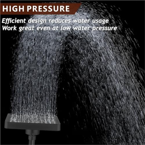 High Pressure Rain Shower Head with 11'' Extension Arm - High Flow Rainfall Showerhead - Luxury Modern Look - Pressure Boosting (Square, Brushed Nickel) - color: Matte Black, style: 6" Square