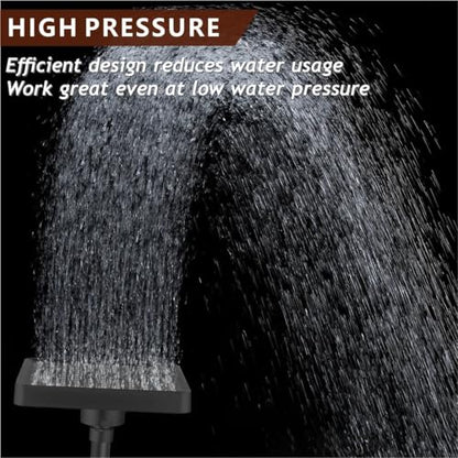 High Pressure Rain Shower Head with 11'' Extension Arm - High Flow Rainfall Showerhead - Luxury Modern Look - Pressure Boosting (Square, Brushed Nickel) - color: Matte Black, style: 6" Square