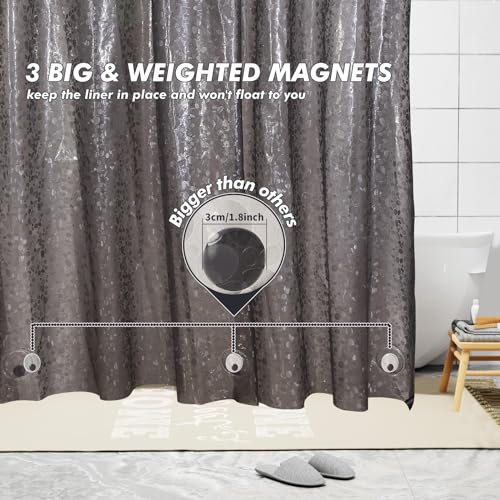 Bostofy Waterproof Shower Curtain Liner EVA 8G - Rust-Proof Hooks, Heavy-Duty Magnets - Enhance Your Bathroom with Durability and Elegance - color: Black Stone, size: 72"W x 72"L (Pack of 1)
