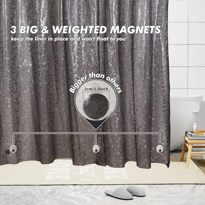 Bostofy Waterproof Shower Curtain Liner EVA 8G - Rust-Proof Hooks, Heavy-Duty Magnets - Enhance Your Bathroom with Durability and Elegance, 72L x 84H Inches - color: Black Stone, size: 72"W x 84"L (Pack of 1)