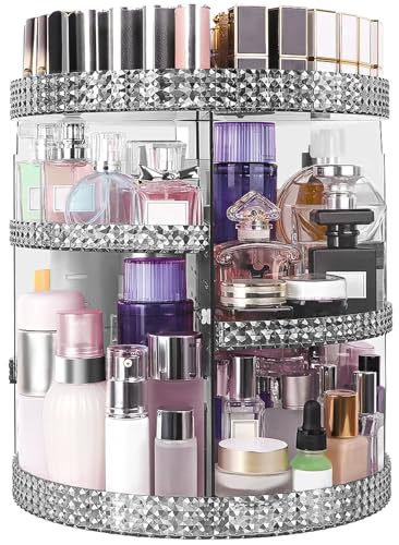360 Degree Rotating Makeup Organizer, Extra Large Capacity Cosmetic Storage Unit, Removable DIY 7 Layers Skincare Organizer, Acrylic Beauty Perfume Organizer for Vanity Countertop (Gray) - color: Gray, size: XL