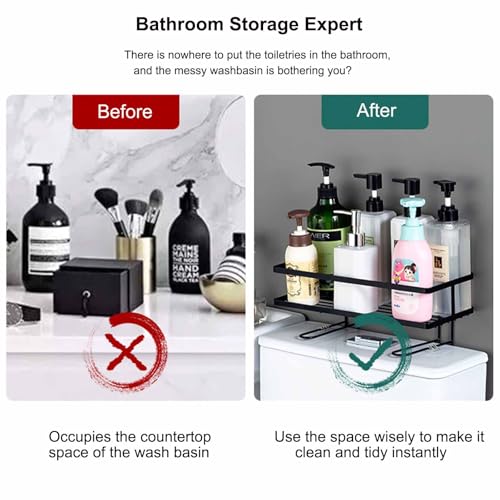 Over Toilet Shelf Bathroom Organizer Thickening Metal Toilet Storage Rack with Wall Mounting Design Waterproof Bathroom Shelf Over Toilet Large Capacity Over Toilet Organizer