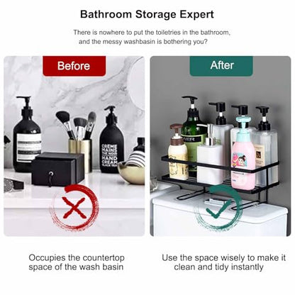 Over Toilet Shelf Bathroom Organizer Thickening Metal Toilet Storage Rack with Wall Mounting Design Waterproof Bathroom Shelf Over Toilet Large Capacity Over Toilet Organizer