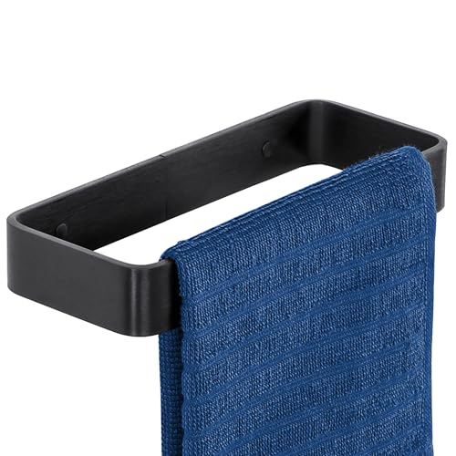 SAYAYO Matte Black Hand Towel Holder for Bathroom Wall, 8 Inch Self Adhesive Towel Bar Hand Towel Rack Square Heavy Duty - color: Black, size: 8 Inch