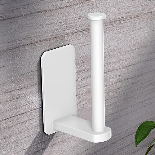 VAEHOLD Toilet Paper Holder Self Adhesive Kitchen Washroom Adhesive Toilet Roll Holder No Drilling for Bathroom Stick on Wall Stainless Steel Brushed (White) - size: Simple White