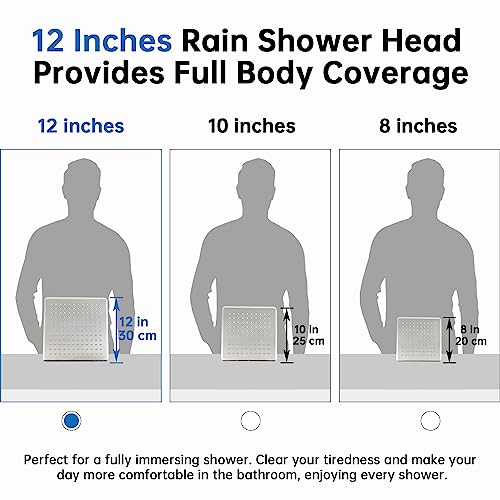G-Promise 12 Inch All Metal Rain Shower Head with Handheld (Brushed Nickel) | Full Body Coverage, Pause Mode Diverter, Power Wash Mode Handheld, Suits Every Height, Easy to Install, Modern Bath Upgrade - color: Brushed Nickel, size: 12 Inches