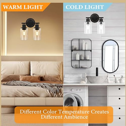 Oil Rubbed Bronze 2-Light Modern Vanity Light for Bathroom - 2-Light Oil Rubbed Bronze Bathroom Vanity Light Fixture, 2-Bulb Wall Sconce Over Sink - color: Oil-Rubbed Bronze, size: 2-Light