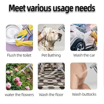 Handheld Toilet Bidet Sprayer for Toilet-Adjustable Water Pressure Control with Bidet Hose for Feminine Wash, Stainless Steel Brushed Nickel Bidet Faucet Cloth Diaper for Baby Wash