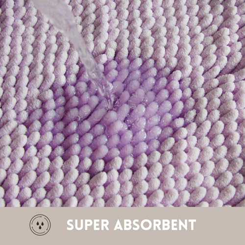 Bathroom Rugs Chenille, Extra Thick and Absorbent, Non-Slip, Machine Washable, Dry Quckily, Soft Cozy Plush, Used Under Shower Bathtub and Sink, Bath Mat Sets Lavender - color: Lavender Purple, size: 20 x 32 inch + 20 x 20 inch (U-Shape)