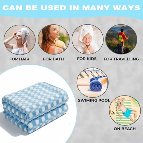 2-Pack Microfiber Bath Towels (27x54 Inches) - Ultra Soft & Quick Dry, 3X Absorbency, Lightweight for Gym, Yoga, Travel & Spa - Perfect for Home, Fitness & Post-Workou