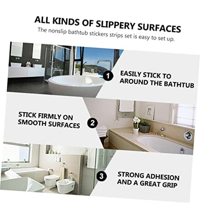 Mobestech 2sets Bathroom Skid Strips Self Adhesive Non Slip Stickers for Shower Bathtub Stairs Pools Safety Tread Stickers for Enhanced Slip Resistance and Elegant Design 20pcs*2