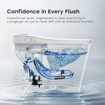 HOROW T39 Luxury Smart Toilet with Bidet, Modern Elongated Toilet for Bathroom Remodel, ADA Bidet Toilet with Anti-Splatter Foam Shield, Smart Display, Heated Seat & Instant Warm Water, Night Light