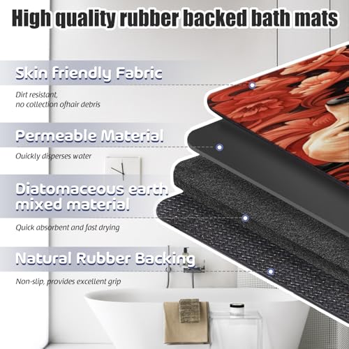 Bathroom Runner Mat Rugs Long,Golden Retriever Dog Flower Image Diatomite Stone Bath Mat Large Absorbent Diatomaceous Earth Mat Non Slip Fast Dry Shower Mat Bathroom Rugs Floor Mat 16x42in - color: Design06