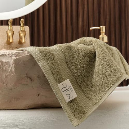 SOFE H&L | Olea Luxury Turkish Cotton Hand Towels Set of 4 Green | Premium, Soft, Durable, Absorbent | Hotel Quality Plush Towels and Thick Towel Sets - color: Green, size: Set of 4 (4 Hand Towels)