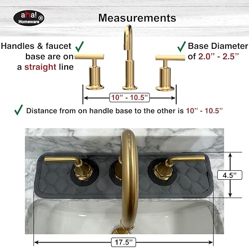Bathroom Sink Splash Guard 3-Round-Hole : AHA HOMEWARE, Faucet Mat for Bathroom Sink 3 Holes (Black & Gray) - color: Black & Gray