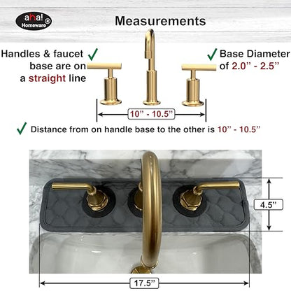 Bathroom Sink Splash Guard 3-Round-Hole : AHA HOMEWARE, Faucet Mat for Bathroom Sink 3 Holes (Black & Gray) - color: Black & Gray