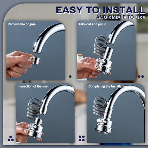 Sink Faucet Sprayer Attachment, 3 Water Outlet Modes, Silver | Faucet Extender Aerator, Stretchable Hose, Kitchen Water Saving Sink Sprayer Head, For Wash Hand Hair Face