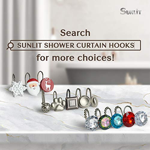 Sunlit Fashion Design Cute Paw Print Polished Shower Curtain Hooks for Dog Cat and Bear, Rust Proof Oil Rubbed Metal Shower Curtain Rings-12 Pack - color: Silver
