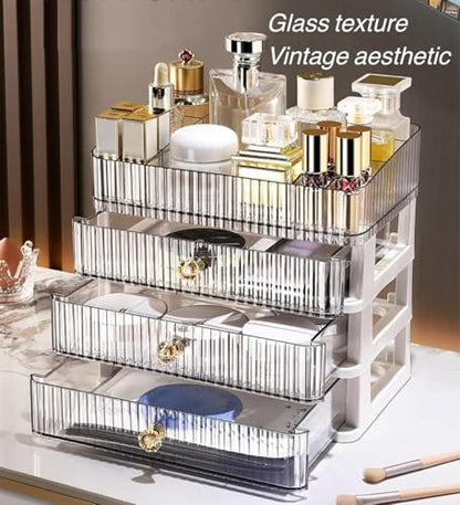 Simbuy Clear Makeup Organizer with 3 Drawers, Bathroom Organizer and Storage, Ideal for Desk and Dresser Vanity Countertop, Great for Cosmetics, Skincare, Perfume,Toiletry : Beauty & Personal Care