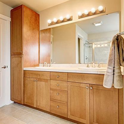 Design House 500207 4-Light Vanity Strip Light Contemporary Dimmable for Bathroom, Bedroom, Makeup Vanity, Honey Oak - color: Honey Oak