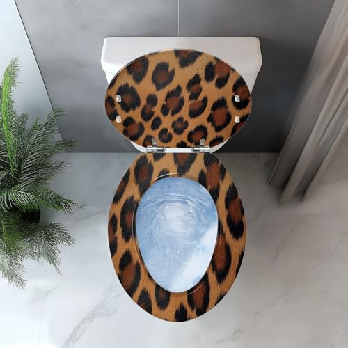 Elongated Resin Toilet Seat, Quietly Close Quick Release Hinges Cover | Toilet Lid Cover Easy to Clean and Install, textile texture animal pattern Heavy Duty Toilet Seat - color: pattern9, size: V-shape