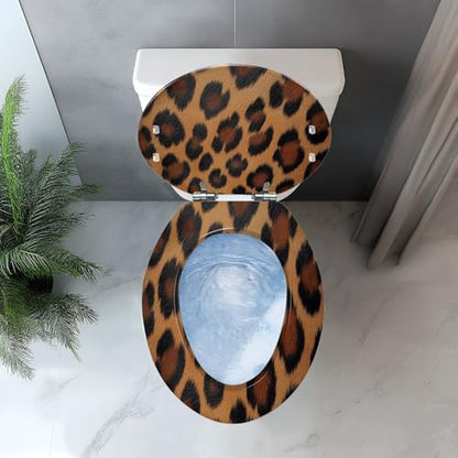 Elongated Resin Toilet Seat, Quietly Close Quick Release Hinges Cover | Toilet Lid Cover Easy to Clean and Install, textile texture animal pattern Heavy Duty Toilet Seat - color: pattern9, size: V-shape