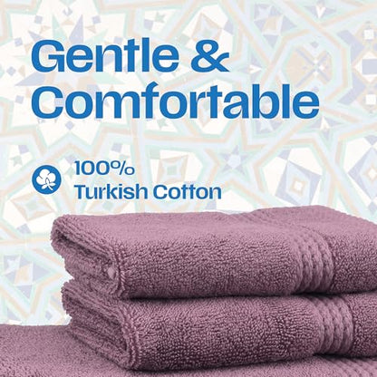 Lara Premium Bath Towel Set 6 Piece - Soft & Highly Absorbent Bathroom Towel Set, 100% Luxury Turkish Cotton, Flannel Bath Towels, 1 Bath Towel, 1 Hand Towel, 4 Washcloths - Damson - color: Damson, size: 1 Bath Towel, 1 Hand Towel, 4 Wash Cloths