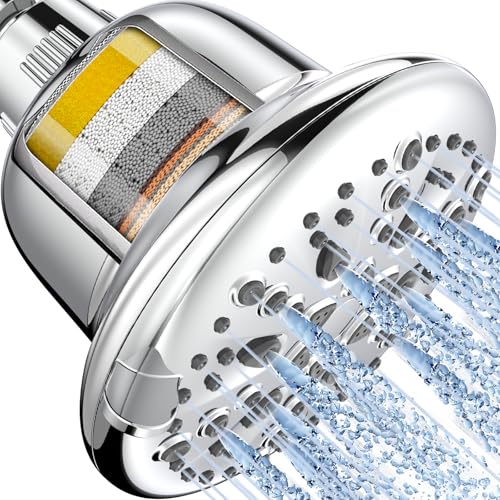 Cobbe Filtered Shower Head, 7 Modes High Pressure Shower Heads Chrome | Shower Head with Filters for Hard Water for Remove Chlorine and Harmful Substances (Luxury Polished Chrome, 5 Inch Round) - color: A.Premium Chrome, style: Round