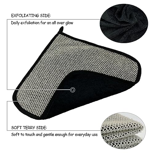 5 Pack Soft Weave Home Spa Bath Shower Exfoliating Massage Face Body Wash Cloths, Dual-Sided With Exfoliating Scrub and Soft Terry Cloth Towel