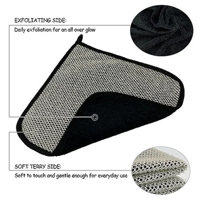5 Pack Soft Weave Home Spa Bath Shower Exfoliating Massage Face Body Wash Cloths, Dual-Sided With Exfoliating Scrub and Soft Terry Cloth Towel