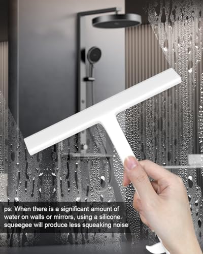 Shower Squeegee for Glass Doors, 8 in Silicone Bathroom Squeegee with Hook | Mutil-Purpose Glass Squeegee for Tile Shower Walls, Floors, Windows, Car Cleaning, No-Squeak & Streak Free Squeegee Tool - size: 8 Inch