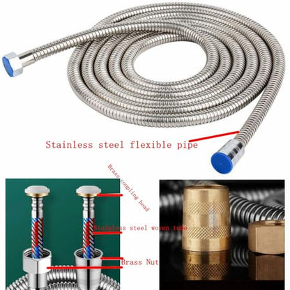 Upgraded 121-Inch Stainless Steel Handheld Shower Hose Explosion-Proof Stainless Steel Woven Inner Pipe Hose with Brass Nut and Brass Insert