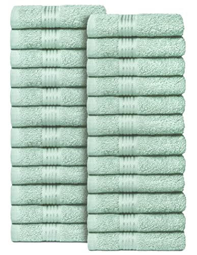 Ultra Soft Cotton Washcloths, Contains 24 Piece Face Cloths 12x12 inch, Ideal for Everyday use Face Towels, Compact & Lightweight Multi Purpose Washcloths - Sea Green - color: Sea Green, size: 24 Pack Washcloths
