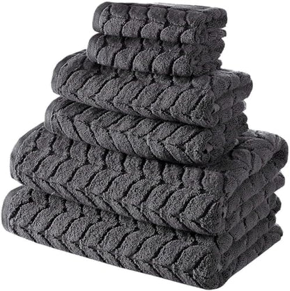 BAGNO MILANO Certified Organic Turkish Cotton Bath Towels, Luxury Jacquard Absorbent, Ultra Soft-Plush Organic Towel Set (Charcoal, Towel Set of 6) - color: Charcoal