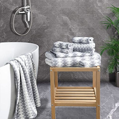 Gray Hand Towels Set 2 Pack-16“x31” Ultra Soft Microfibers Bathroom Towel Set Highly Absorbent Quick Dry Luxury Premium Towel Lightweight Cozy Durable Hand Towel Collection Hotel Spa Gym Kitchen - color: Diamond Gray, size: 2 Pack Hand Towels