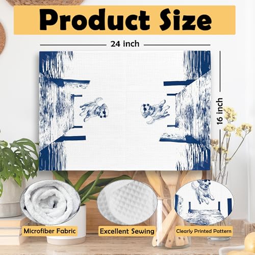 Lake House Decor Golden Retriever Kitchen Towels Set of 2, Summer Funny Lake Dog Coastal Bathroom Hand Towel, Dog Lover Gifts Tea Towel Dish Towels 16x24 Inch - color: Golden Retriever