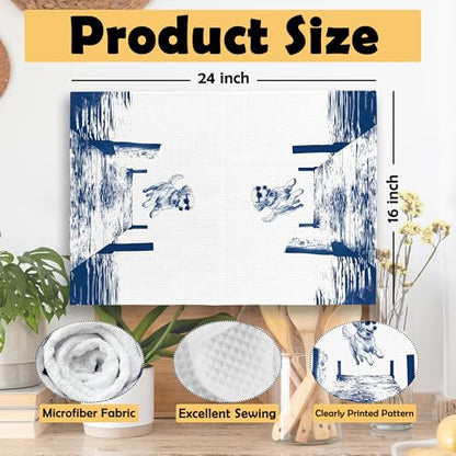 Lake House Decor Golden Retriever Kitchen Towels Set of 2, Summer Funny Lake Dog Coastal Bathroom Hand Towel, Dog Lover Gifts Tea Towel Dish Towels 16x24 Inch - color: Golden Retriever