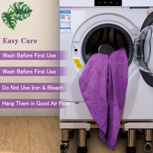 SEISSO Bath Towels, Extra Absorbent & Quick Drying Lightweight Fiber Towels, Premium Big Soft Bath Towel for Fitness, Spa, Sports Towels, Yoga Towel, Dark Purple(4 Pack) - color: Dark Purple