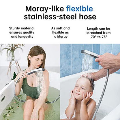 G-Promise All Metal 12 Inches Rainfall Shower Head with Handheld Combo | All Metal, Built to Last, Easy Install, Adjustable Height & Angle for All Heights, Extra Long Hose, Modern Upgrade - color: Chrome, size: 12 Inches