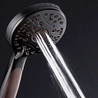 High Pressure 6-setting Luxury Handheld Shower Head, 6 Foot Stainless Steel Hose, Anti Clog Jets, Anti Slip Grip, Top US Brand, Includes Extra Wall Bracket - Oil Rubbed Bronze Finish - color: Oil Rubbed Bronze, style: 2.5 Gallons Per Minute