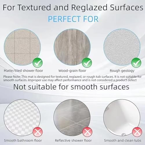 Bathtub Mat Non-Slip Silicone Soft Odorless Large Bath Mat No Suction Cups for Refinished,Reglazed and Textured Shower Mats Non Slip Extra Long Tub Mat (16x40inch Grey) - color: Grey