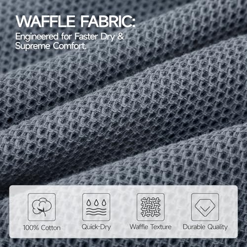 REDKISS Quick Dry Waffle Towel Set of 8, 100% Cotton,Lightweight & Highly Absorbent Waffle Towels for Bathroom, Spa, Gym, Pool-2 Bath Towels, 2 Hand Towels & 4 Washcloths,Dark Gray - color: Dark Gray