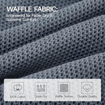 REDKISS Quick Dry Waffle Towel Set of 8, 100% Cotton,Lightweight & Highly Absorbent Waffle Towels for Bathroom, Spa, Gym, Pool-2 Bath Towels, 2 Hand Towels & 4 Washcloths,Dark Gray - color: Dark Gray