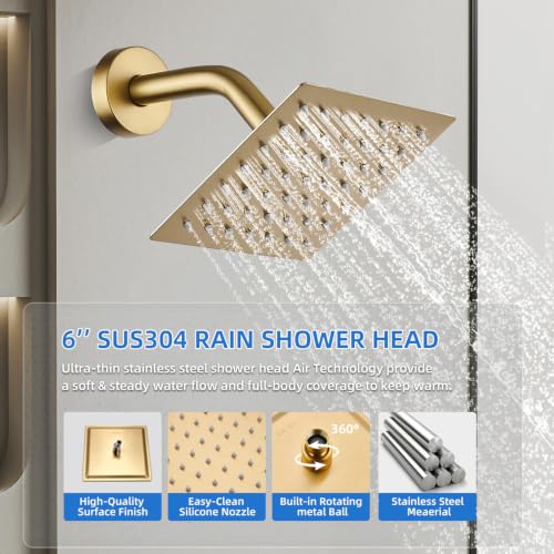 Shower Faucet Set With Handheld Shower Head Gold | Rain shower Head With Handheld Sprayer - color: Glod
