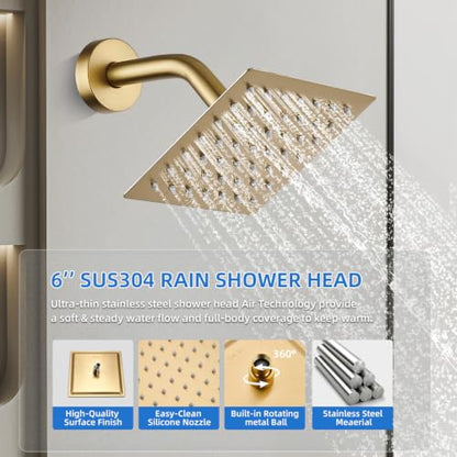 Shower Faucet Set With Handheld Shower Head Gold | Rain shower Head With Handheld Sprayer - color: Glod