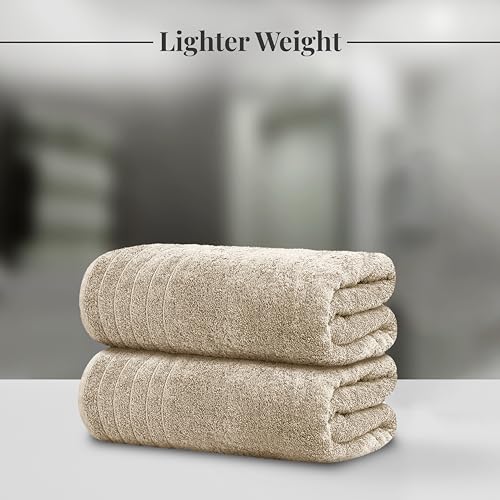 2 Piece Extra Large Bath Sheets 35 x 70 Inches, Beige | 100% Cotton, Larger & Lighter Weight, Quicker to Dry, Super Soft & Absorbent, Oversized Bath Towels - color: Beige