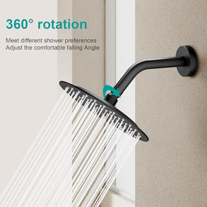 All Metal Rain Shower Head - Heavy Duty Stainless Steel, Easy Install, High Water Flow, Ultra-Thin Modern Design for Bathroom (D-Matte Black, 8) - color: D-Matte Black, size: 8