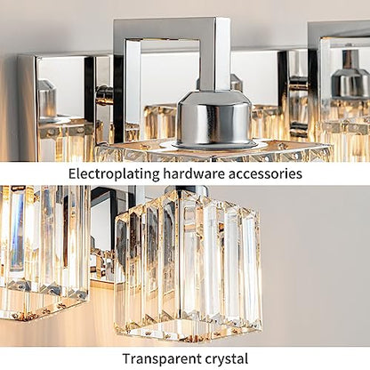 Modern Bathroom Vanity Light 2-Lights Chrome Crystal Wall Lamp Bathroom Modern Crystal Vanity Lighting - color: Chrome Crooked, size: 2-light